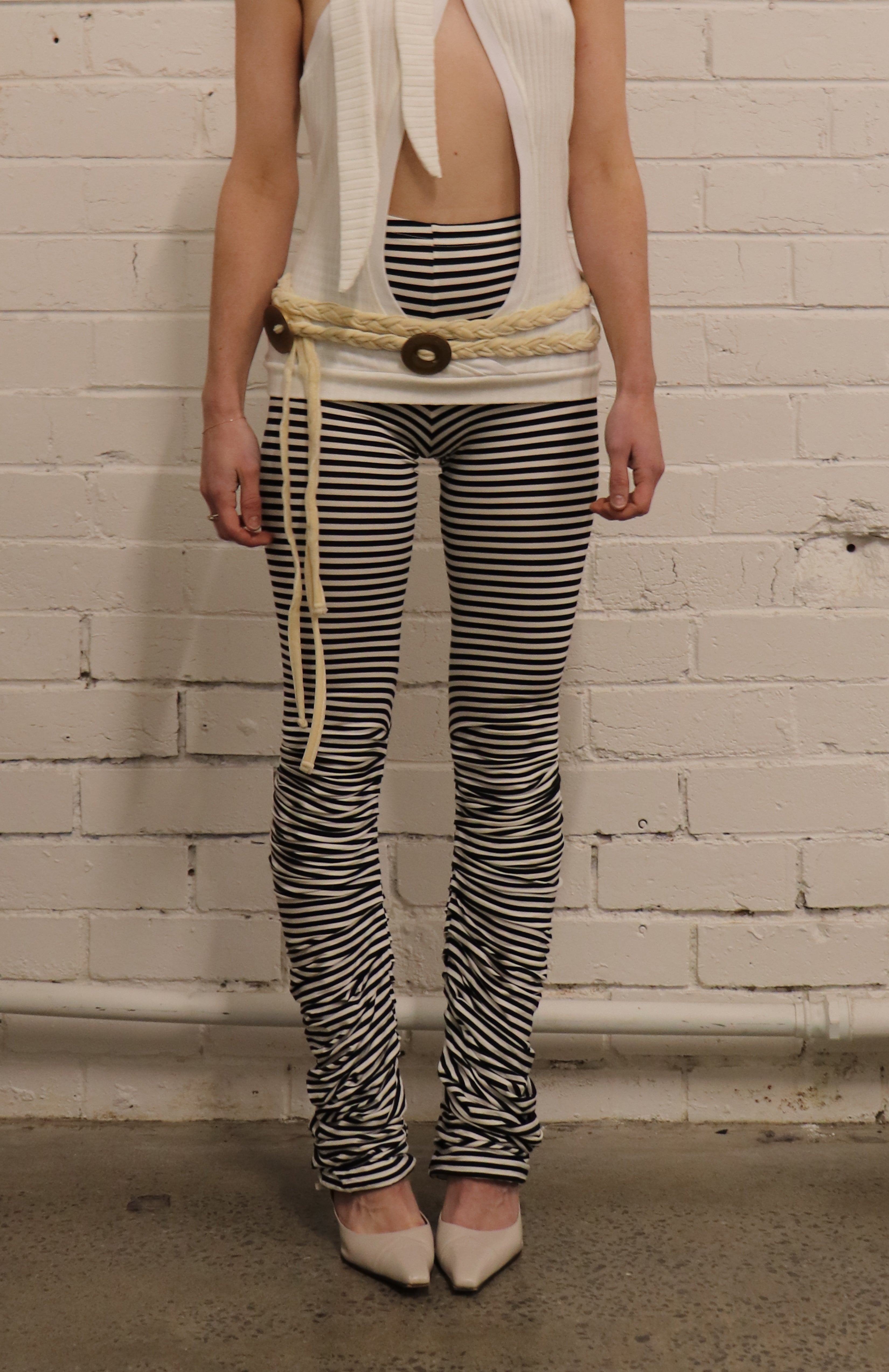 New Stripe Gathered Leggings