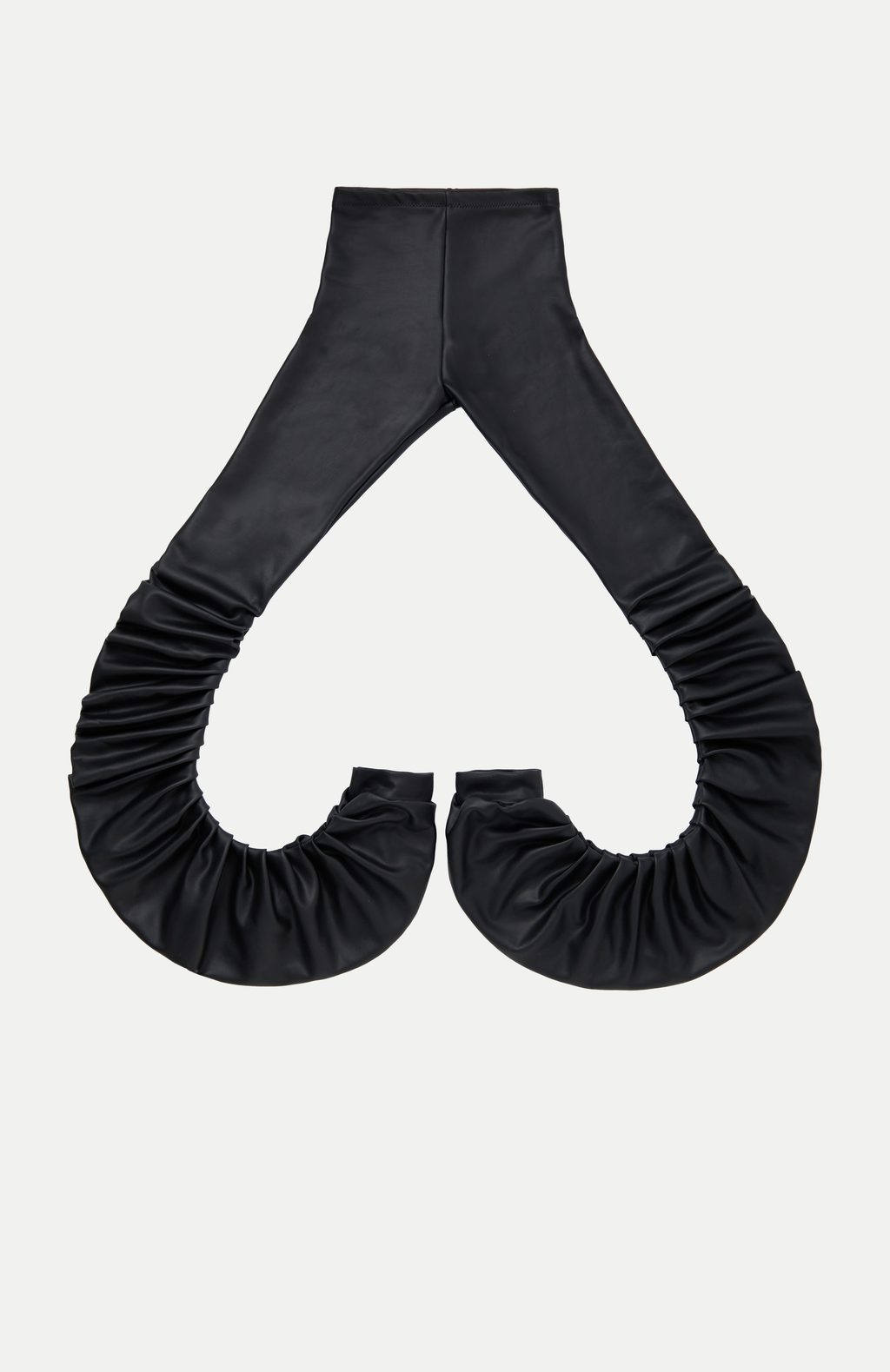 Black Wetlook Gathered Leggings